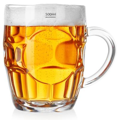 Velký skleněný pivní korbel se silnou skleněnou rukojetí 500 ml 0,5 l