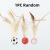 Colorful Bouncy Ball with Feathers, Interactive Cat Toy for Indoor Entertainment, Safe Kitten Teaser Plaything