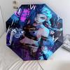 Blue Fury: Warrior's Resolve Folding Umbrella Suitable for All Seasons Umbrella Sun Umbrella Light Umbrella