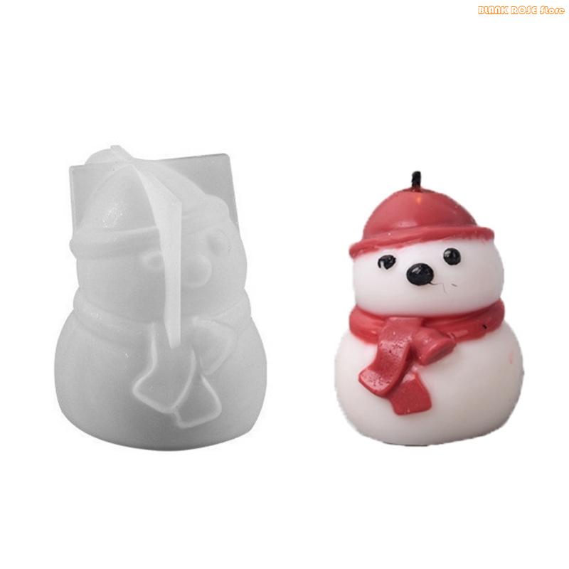 K1AE Christmas Silicone Mould for Candle Making Reindeers Snowman Craft Decorations