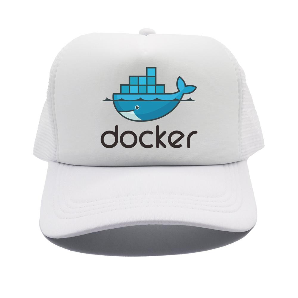 Docker Logo Trucker Cap Summer Unisex Funny Javascript Computer Hat Baseball Caps Cool Summer Unisex Mesh Net Caps