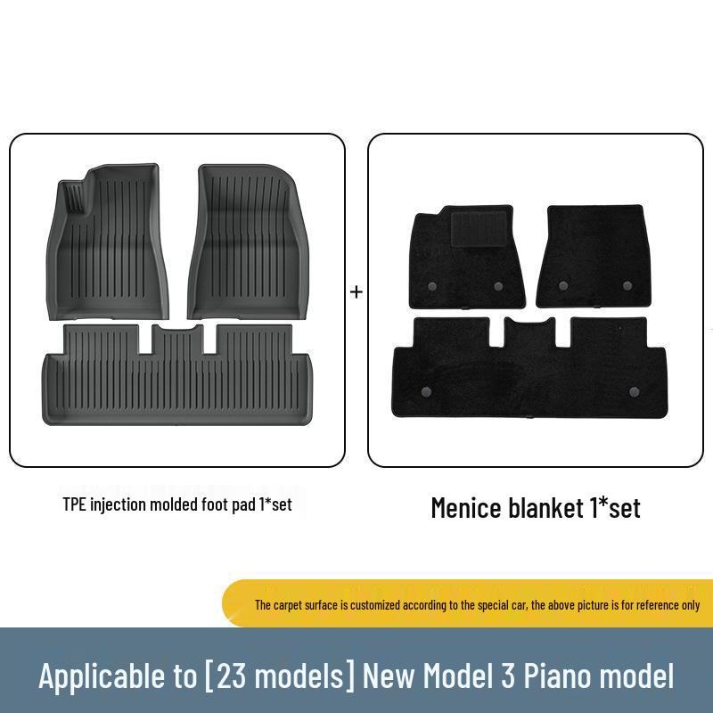 Eco-Friendly TPE Floor Mats for 2023 Tesla Model 3 - All-Weather Piano Style