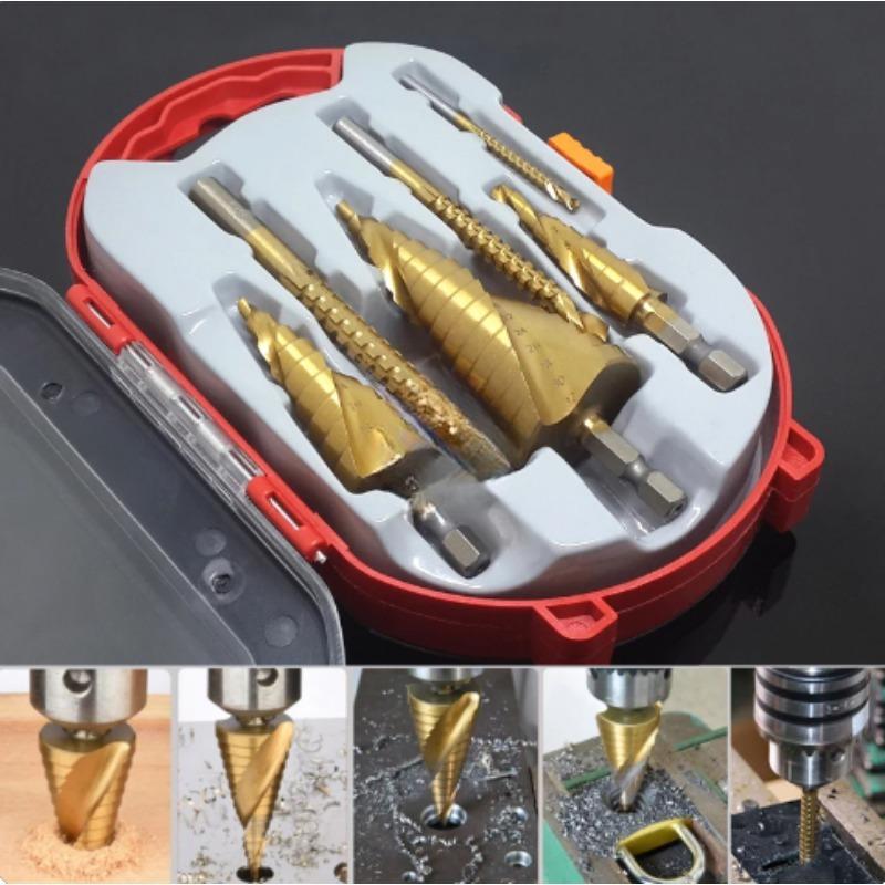 18/12/6Pcs Step Drill Bit Saw Drill Bit Set Titanium Milling Cutter 4-12 4-20 4-32mm 3 6 8mm For Woodworking Metal Core Hole Opener