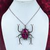 Faceted Kashmir Ruby Pendant Copper Wire Wrapped Jewelry Beetle Gemstone Pendant