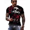 Skeleton 3D Print T-shirt Round Neck Short Sleeved T-shirt Top High Street Unisex Style