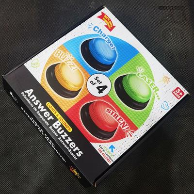 4pcs New 4Colors Answer Buzzers with Lights and Sound Trivia Games Game Buzzers Family Feud Jeopardy Buzzer for Trivia Games