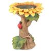 Charming Polyresin Sunflower Bird Bath With Stunningly Detailed Leaf And Ladybug Design