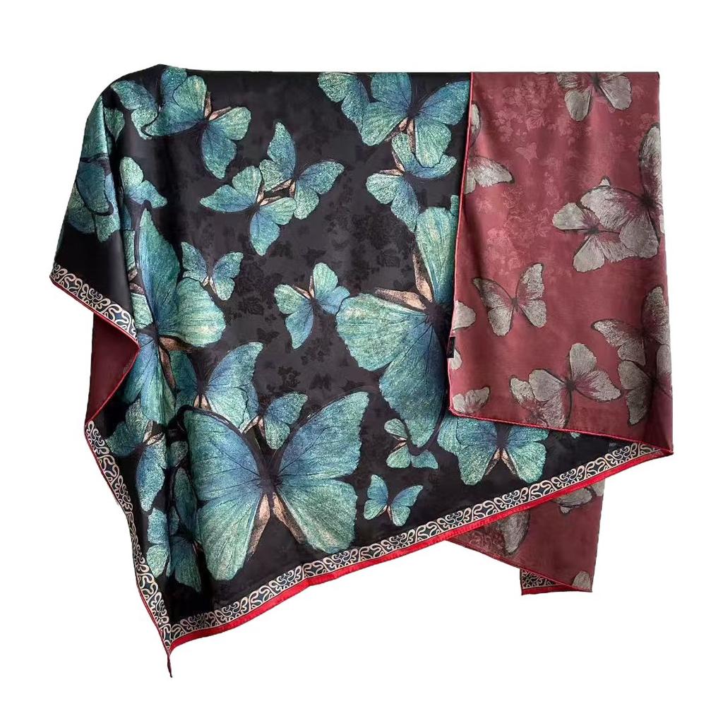 Xiangyun Yarn 140 * 140 Shawl Scarf Double-Sided Printed Pattern Silk Scarf National Style Series Product National Tide