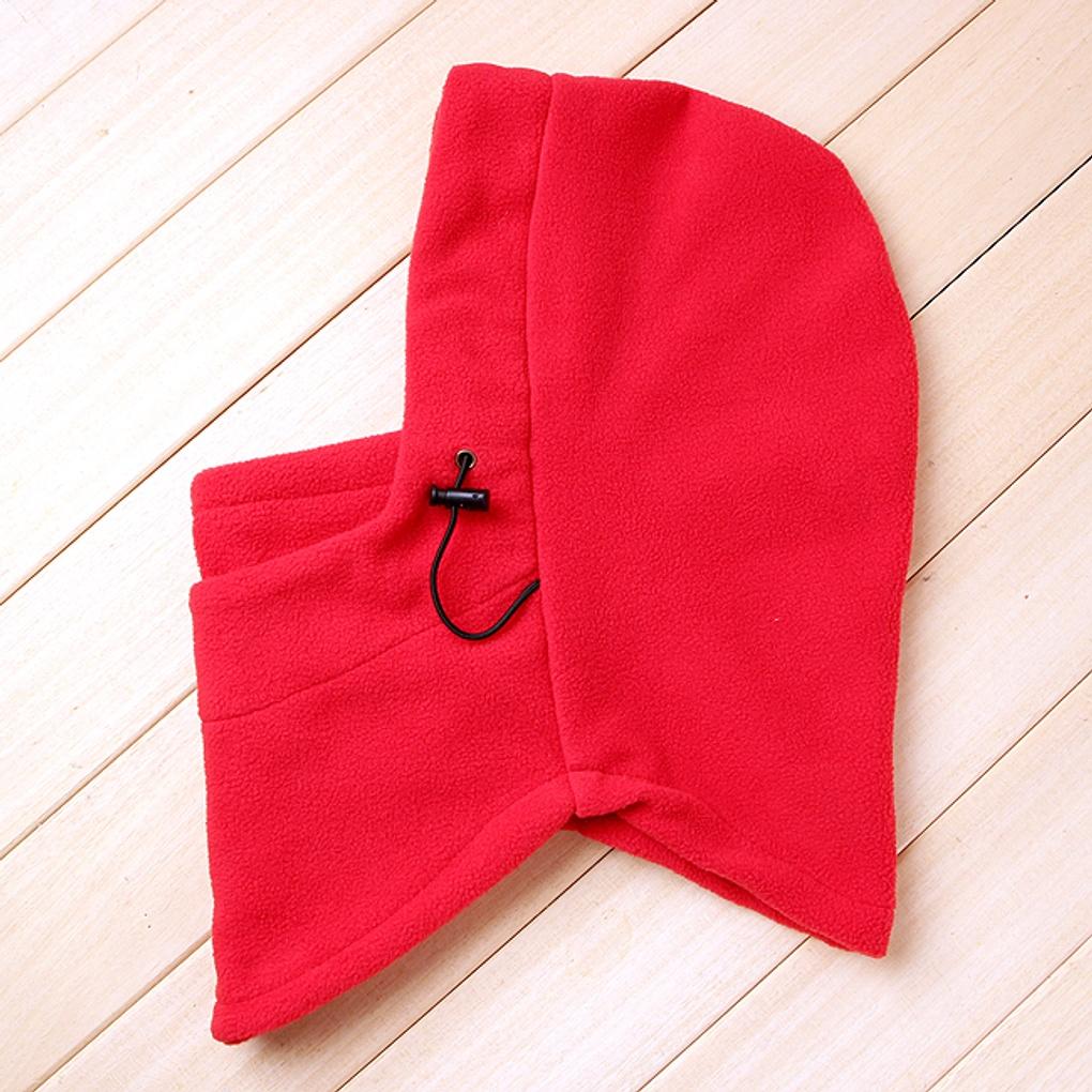 Winter Cold Protection Mask Hood Neck Warmer Red Men's All-in-One