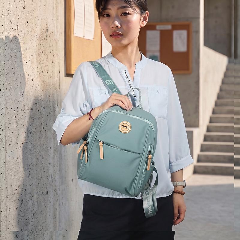 Women's Nylon Backpack with Multiple Zipper Pockets Large Capacity School Bag for Students Daily