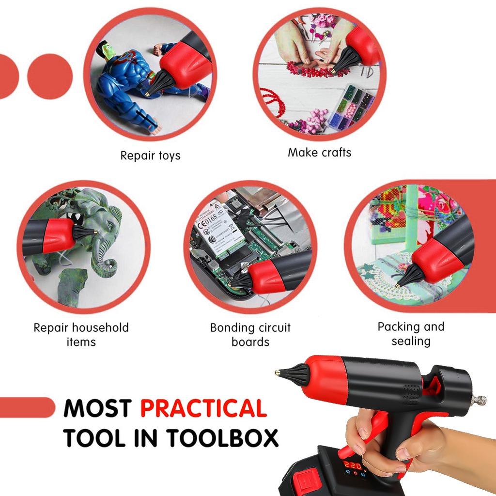 2000W 688VF Cordless Hot Melt Glue Gun Rechargeable Li-ion Battery High Power Home DIY Repair Tool For Battery 18V