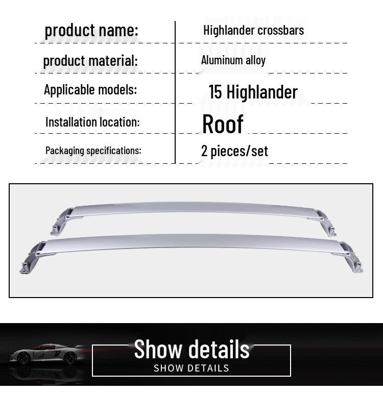 Aluminum Alloy Roof Rack Crossbars for 2015-2019 Highlander