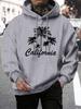 Creative California Coconut Tree Design Men Hoodies All-Match Fleece Hoody Pocket Multicolor Clothes Loose Casual Streetwear