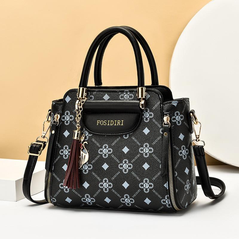 2023 New Style Women s Handbag Large Capacity Shoulder Bag Fashion Street Trend Pu Material Mom Bag чёрный