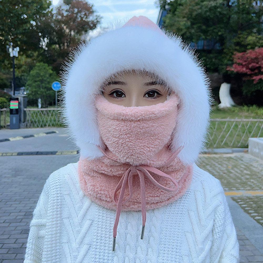 

Thickened Beanies Cap Plush Ear Protection Hat Casual Hooded Face Mask Unisex помаранчевий