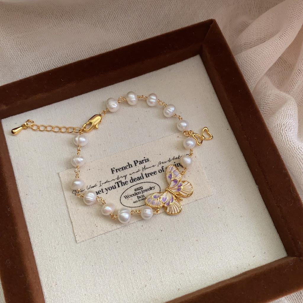 Exquisite Mori niche design bracelet temperament sweet fairy butterfly light luxury freshwater pearl bracelet bracelet bracelet