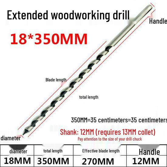 Extended Hex Shank Forstner Drill Bit for Woodworking - Door & Panel Hole Opener