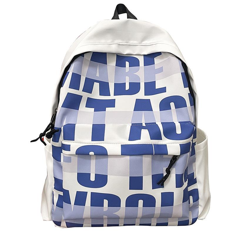 Creative Printed Letter Backpack Bag Casual Simple Large Capacity Men And Women The Same College Student Campus Bag