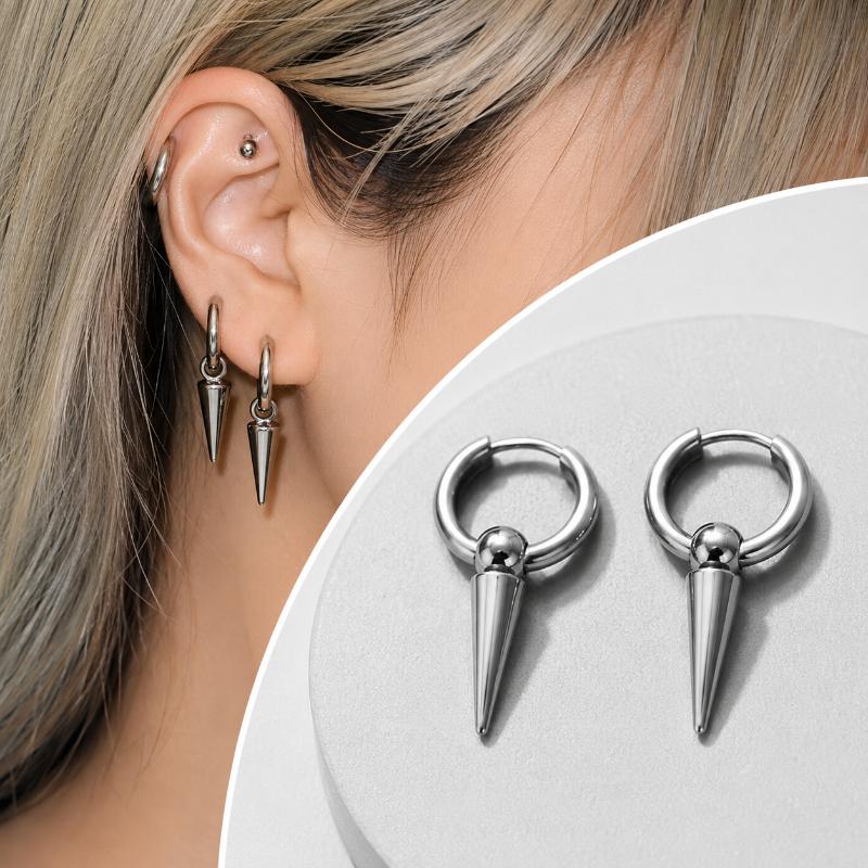 Goth Rivet Tiger Nail Earrings Punk Rock Chain Fashion Aesthetic Jewelry for Women Alternative Style Enthusiasts