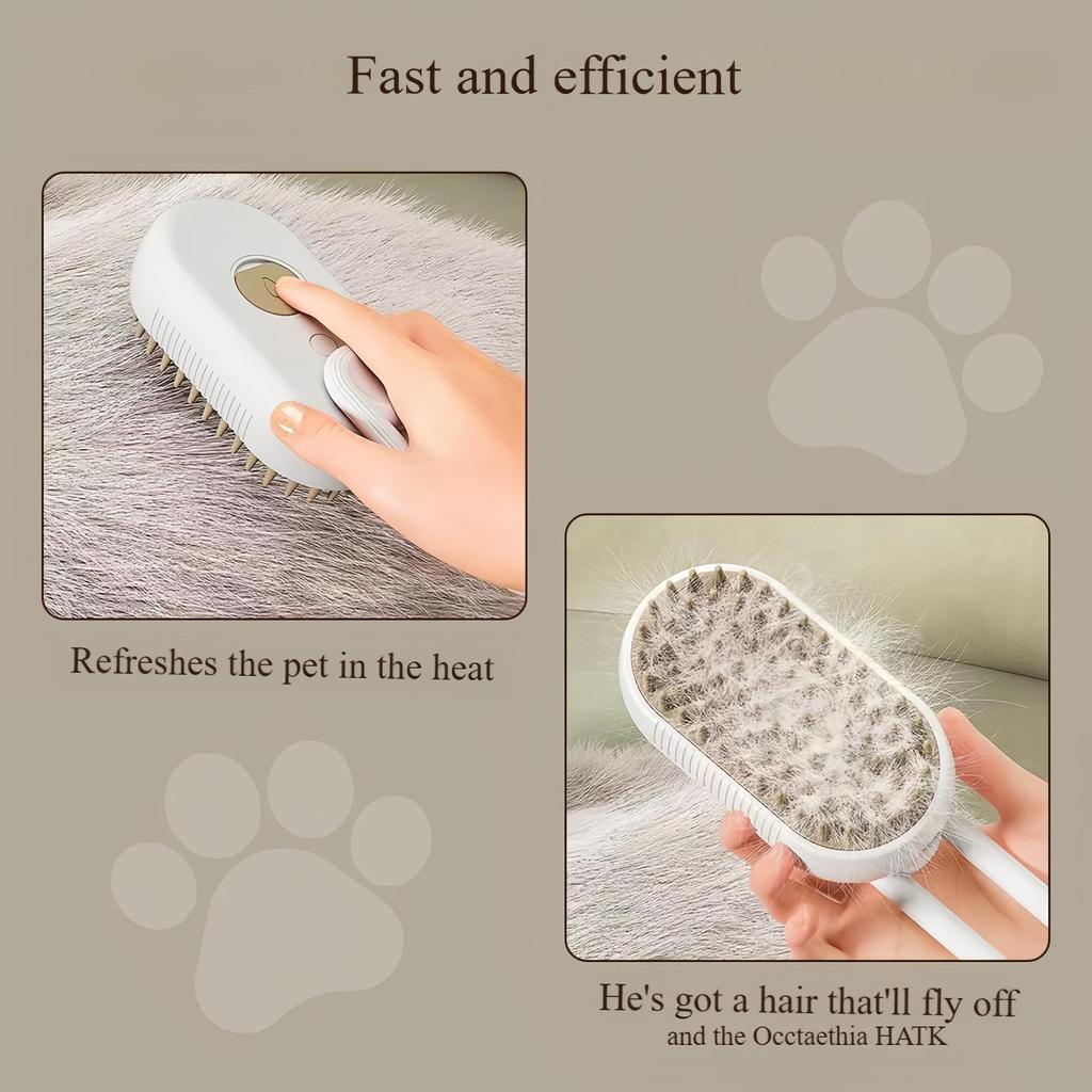 Perie de Masaj Curățare 3 în 1 pentru Animale de Companie, Reîncărcabilă USB, Spray cu Abur, Masajor Electric, Este Potrivită pentru Pisici și Câini pentru a Îndepărta Nodurile și Părul Mort, Toaletare Animale de Companie