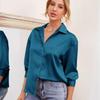 Fashion Long Sleeve Casual Loose Shirts for Women Spring and Summer New Office Ladies Blouses Tops Button Up Lapel Solid Simple Slim Woman Shirt 26257