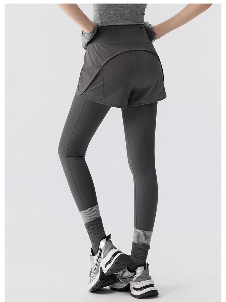Women's High Waist Hip-Lift Yoga Pants, Quick-Dry, Two-Piece Look, for Autumn/Winter Running & Training.