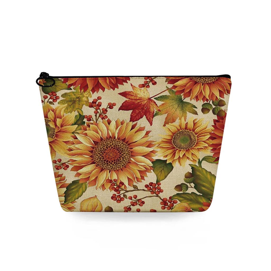 Women Sunflower Print Cosmetic Bag Toiletries Organize Travel Storage Case 6788