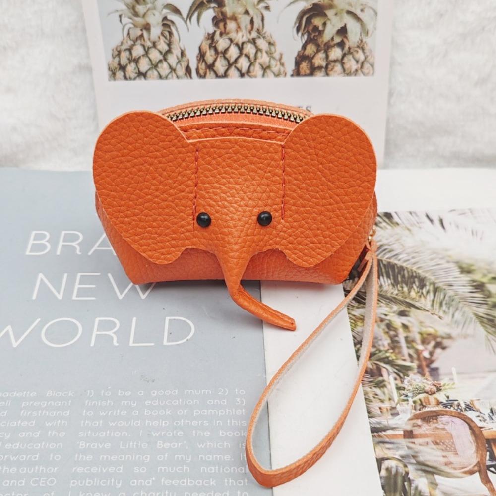 Fashion PU Elephant Bag Hasp Zipper Clutch Solid Color Bag Pendant with Loose Change Storage Vintage Coin Purse Home