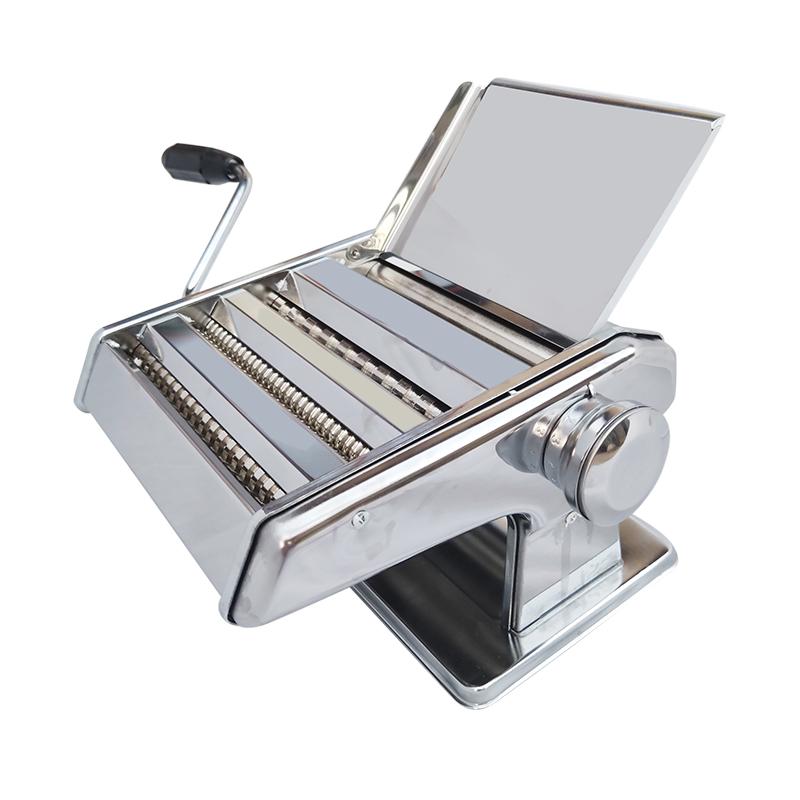 Fuxing Brand Hand-Crank Pasta Press Noodle Maker with Disassembly-Free Blade and Tray, Stainless Steel