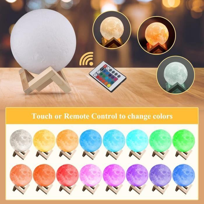 Lampe Lune - CPROSP - 15cm - 16 Couleurs - Rechargeable USB - Interrupteur Tactile