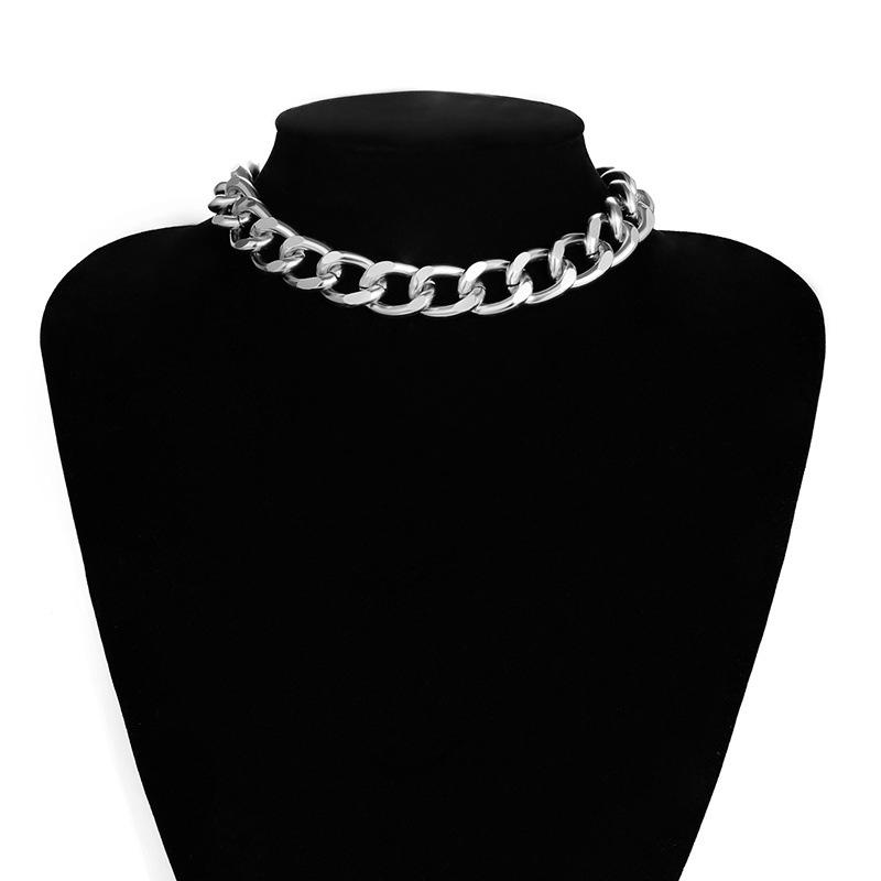 Cute Simple Chain Link Lock Necklace Pendant Women Silver Color Fashion Goth Jewelry Party Punk Maxi Collier Long Necklace Gift