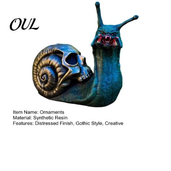 Realistic Skull Snail Sculpture Halloween Resin Statue, Creepy Horror Ornament with Small Gift for Friends Shell, Scary Party Haunted House