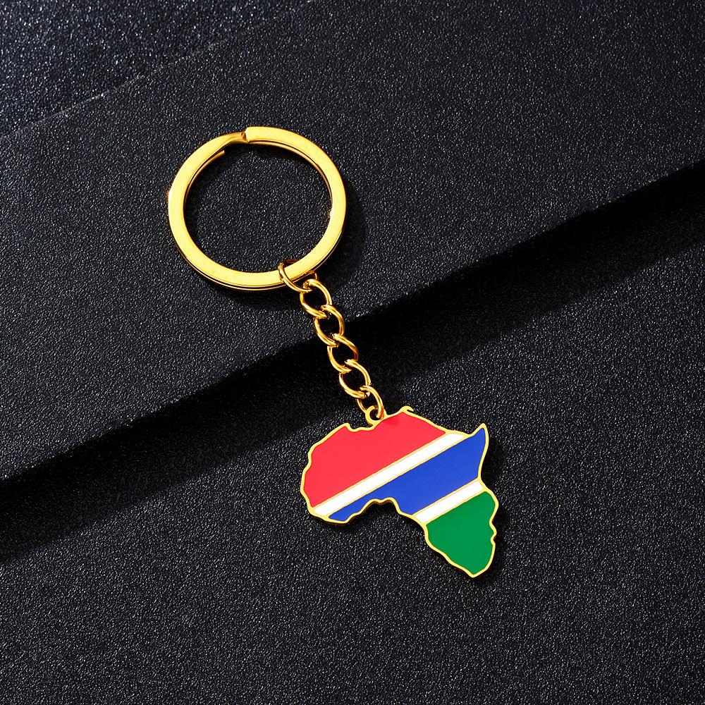 Portachiavi Premium in Acciaio Inossidabile con Ciondolo Mappa Bandiera Africa Ghana Nigeria Capo Verde Congo Uganda Regalo per Appassionati di Viaggi