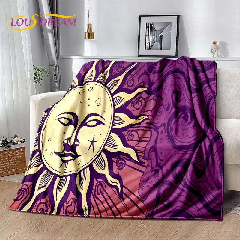 Sun Moon Mandala Magic Witchcraft Tarot Blanket,Soft Throw Blanket for Home Bedroom Bed Sofa Picnic Travel Office Cover Gift Kid
