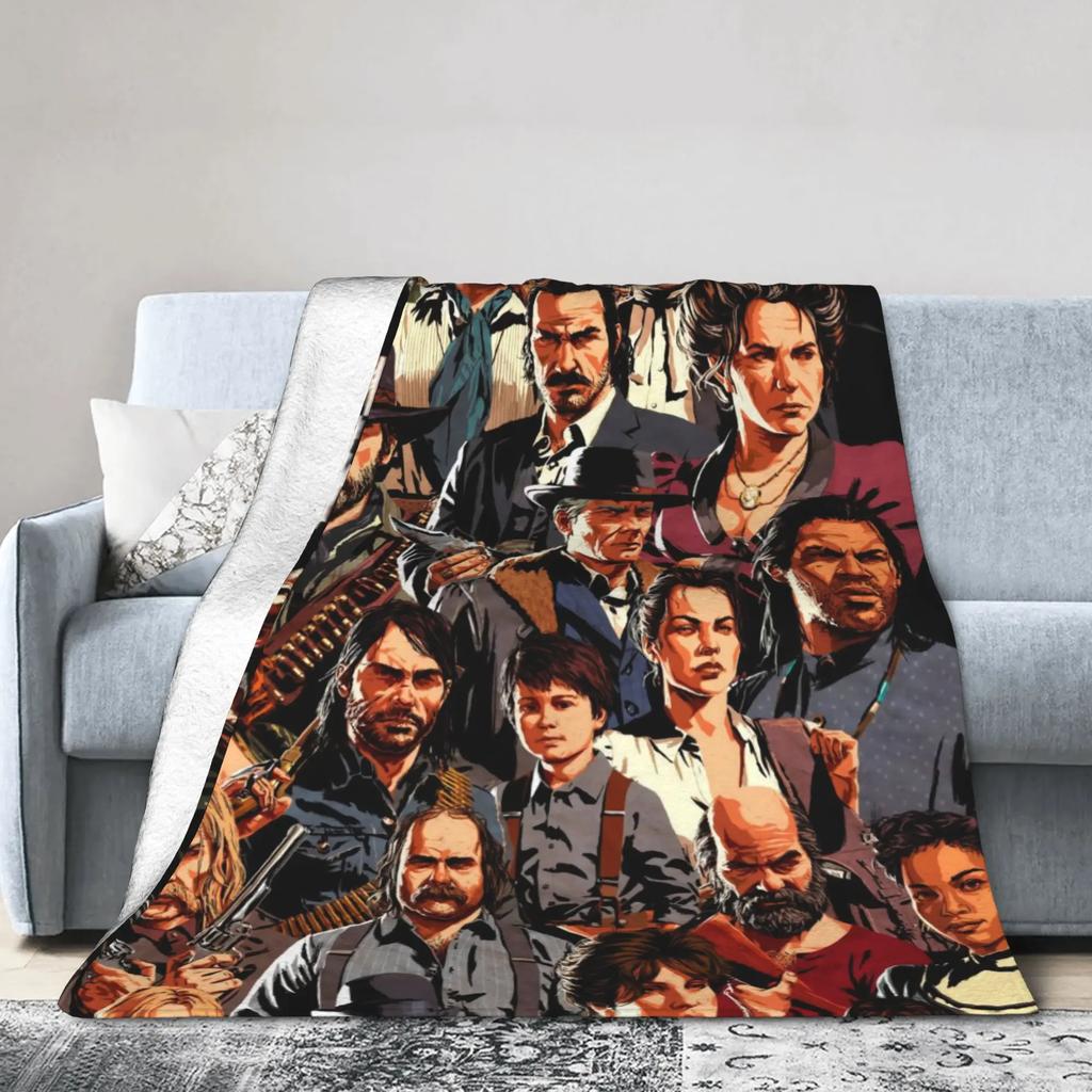 RDR Video Game Flannel Blanket Soft Winter Throw for Bedroom Sofa Bedspread Graphic Cover for Girls Boys