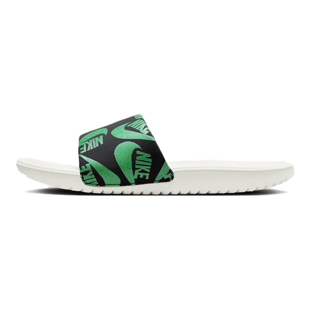 

New Nike Kawa Slip Resistant Shock Absorbers Kids Slippers Black White Green Kids DX1976-001 36
