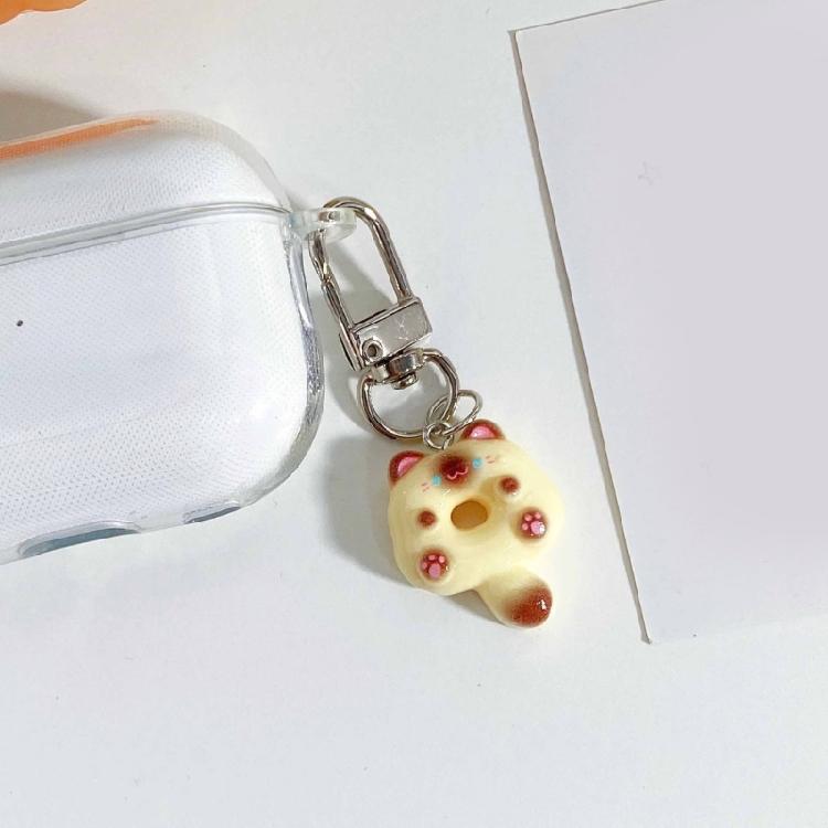 Cat Shaped Pendant Doughnuts Animal Doll Keychain Unique Soft Keyring Accessory Colorful Bag Charm Jewelry for Handbags