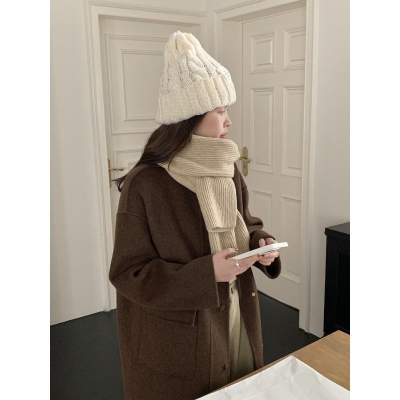 Autumn and Winter Wool Blended Korean Solid Color Versatile Knitted Scarf Soft Warm and Simple New Style Scarf
