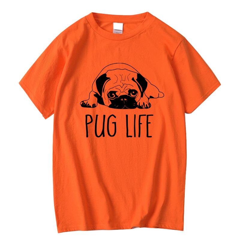 Mens High Quality Tshirt 100 Cotton Funny Pug Printed Loose Male Crewneck T Shirt Short Sleeve oneck Men tshirt Tops Tees