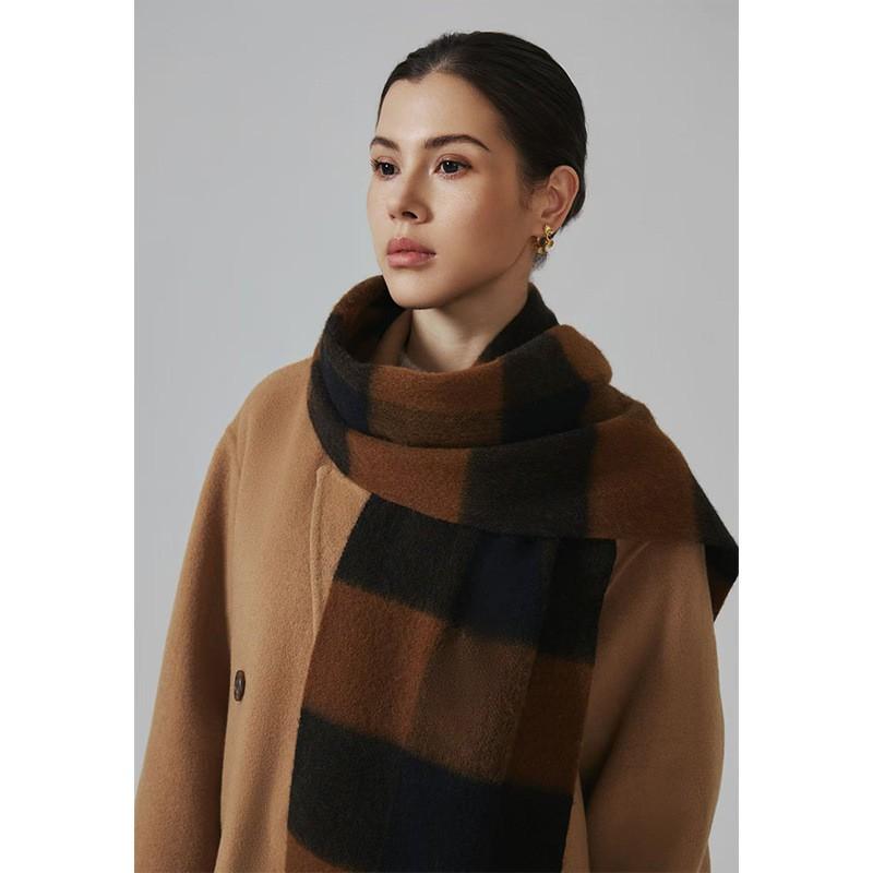 Womens Extra Long 100% Wool Scarf Winter Warm Plaid Shawl Soft Knitted Wrap Cold Weather