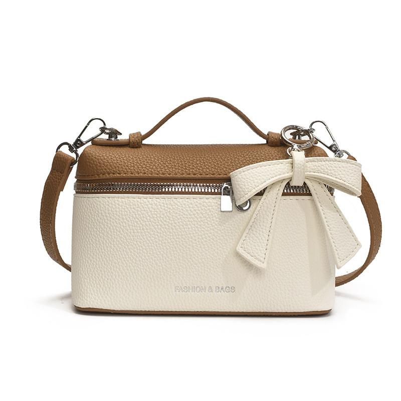 Bow Pendant Color Blocking Urban Women Travel Bags Square Handbag Zipper Holder