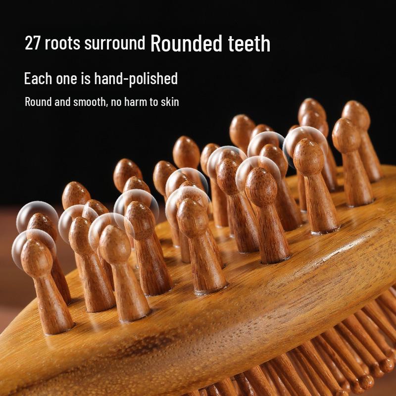 Double-Sided Sandalwood Airbag Massage Comb for Anti-Hair Loss and Scalp Health