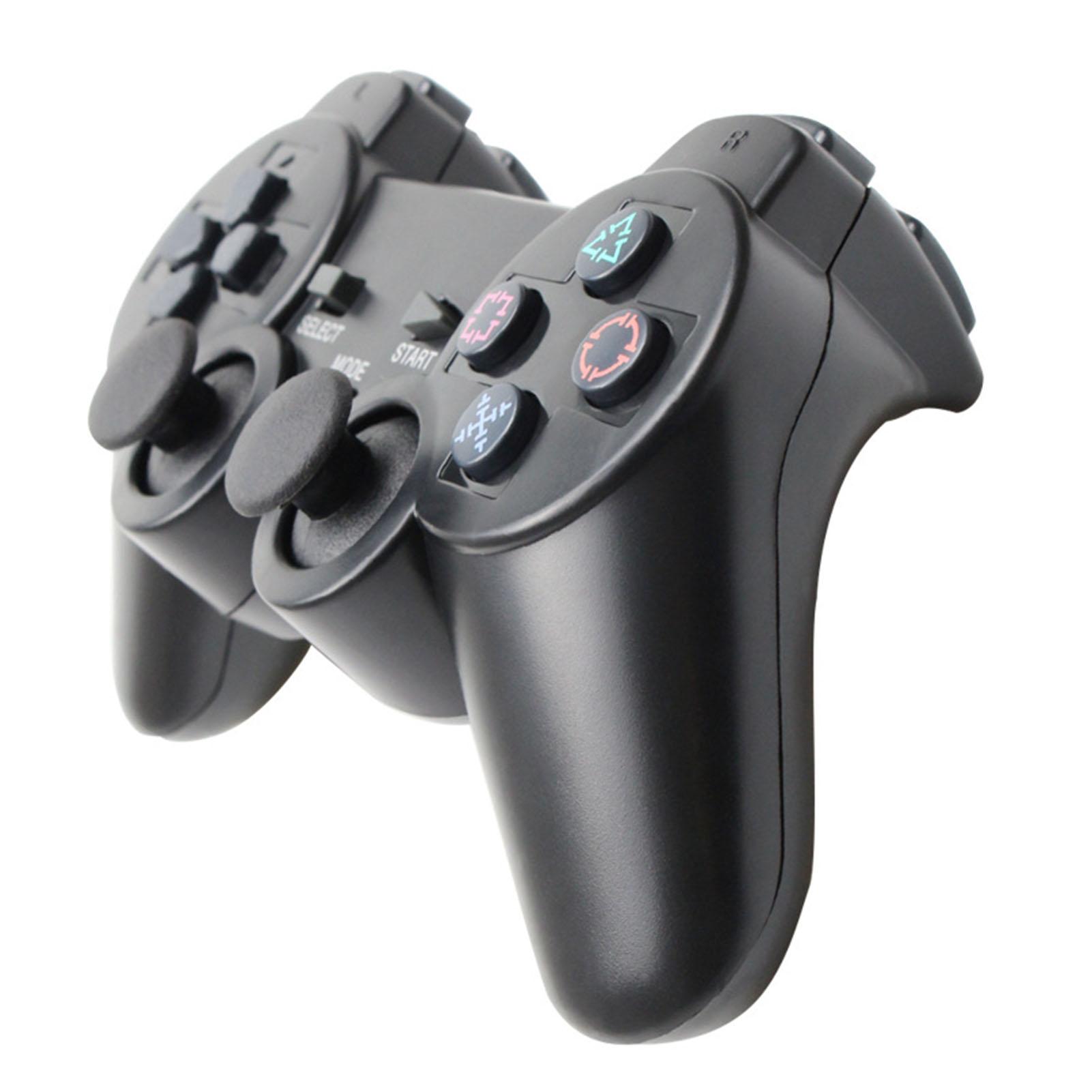 Wireless Game Controller Dual Vibration 2.4GHz Delayless Remote Gamepad for PS2 Black