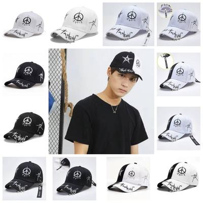 Baseballová čepice, graffiti, kovový kroužek, popruh, potisk, jaro, léto, podzim, punk, hip hop, rock, nastavitelná, unisex, muži, ženy, venkovní, volnočasové, bavlněné