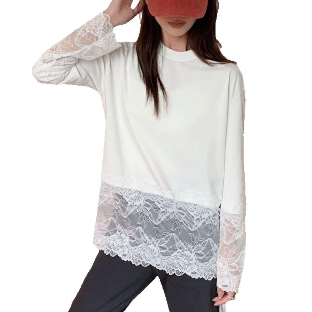 Women's Lace Crochet Patchwork Long Sleeve Casual Top - Summer/Autumn 2025