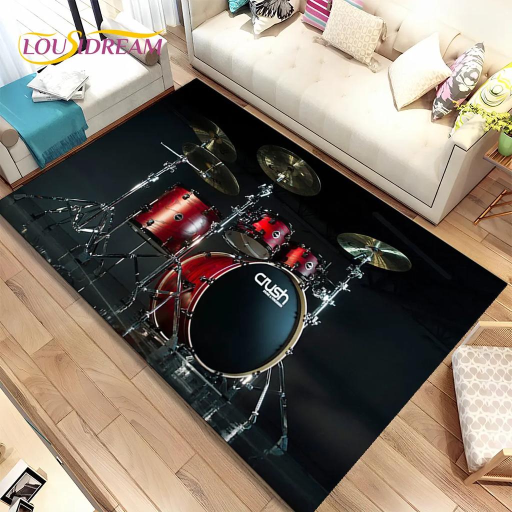 Drum Kit Music Drum Set Instruments Area Rug,Carpet Rug for Home Living Room Bedroom Sofa Doormat Decor,kids Non-slip Floor Mat