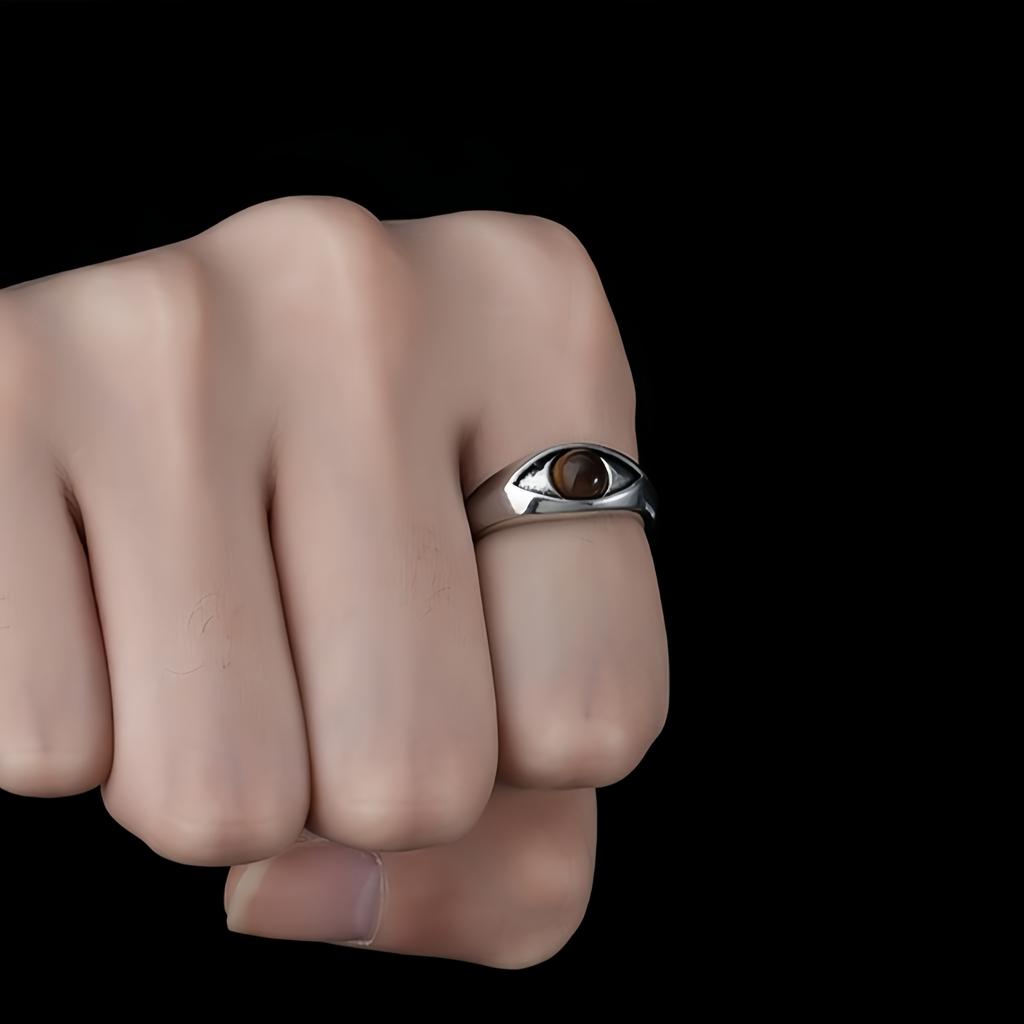 Retro "Horus Eye" Adjustable Open Ring For Men Women Silver-plated Copper Gothic Punk Edgy Jewelry Indie Accessories Niche Gift