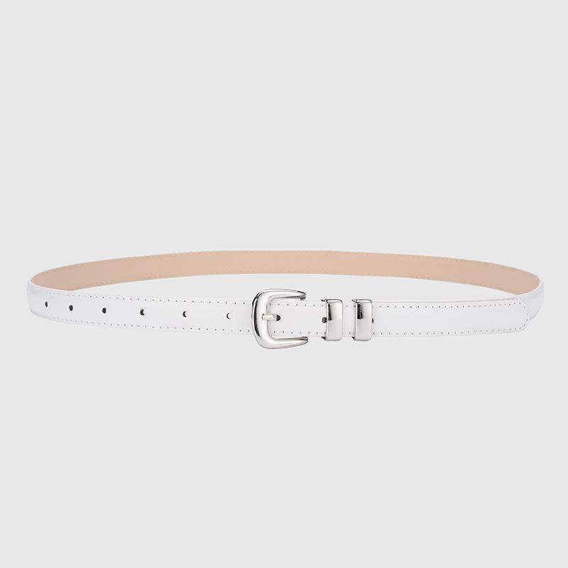 Women's Silver Buckle Thin Leather Waist Belt: Versatile, Stylish, & Casual