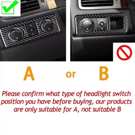 Carbon Headlight Switch Trim For Chevy Suburban Tahoe SIERRA 2007-13 Accessories