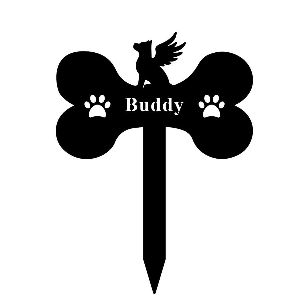 Dog Tombstone Card Dog Bone Shape Garden Metal Flower Garden Decoration For Pet Memorial Dog Memorial Deceased Pet Souvenir